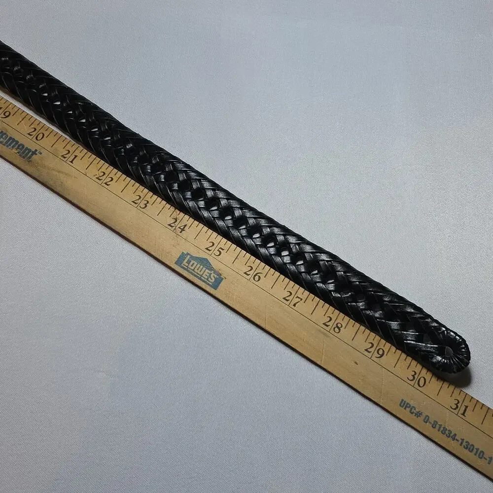 Boys Dress Belt Black Braided Leather Adjustable 27